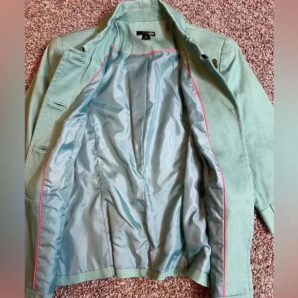 - East 5th Jacket Mint Green Canvas Textured 3/4 Sleeve Blazer Size Small - Picture 7 of 11
